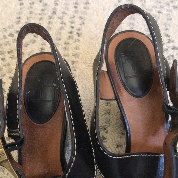 Frye Black Heeled Sandals with Buckle - Picture 5 of 9